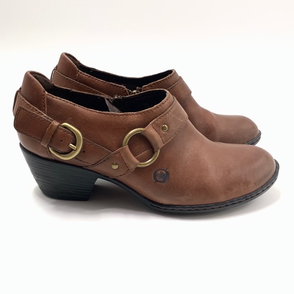 BORN Leather Brown Ankle Bootie women’s size 7 - Picture 3 of 8